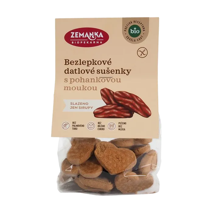 Biopekárna Zemanka Bezlepkové datlové Bio sušenky s pohankou 100g BIO